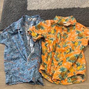 Uniqlo Kids Tropical Button Down Shirts - Blue and Orange